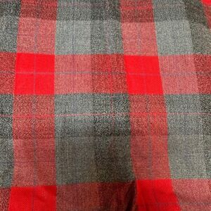 Red Gray Plaid cotton blend Fabric Remnant Woven Check Pattern 2 pieces READ!